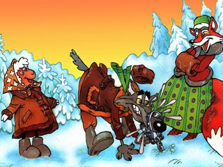 Волк, не чуя подвоха, ткнулся мордой, куда Лиса велела