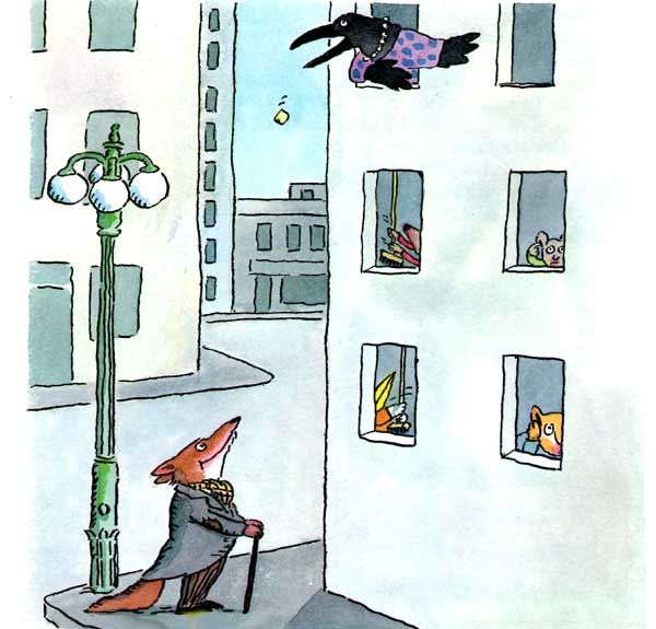 сыр выпал из её клюва