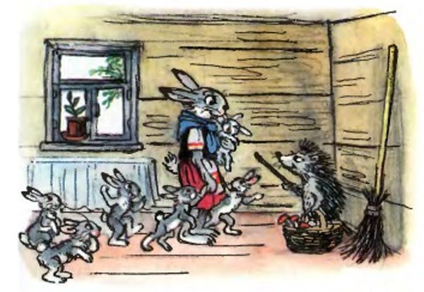 Ежик с корзиной полной грибов