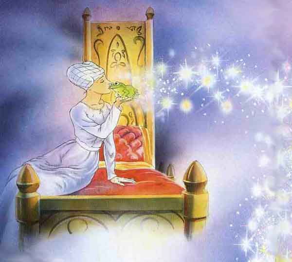 принцесса поцеловала лягушку в маленькую зелёненькую щечку