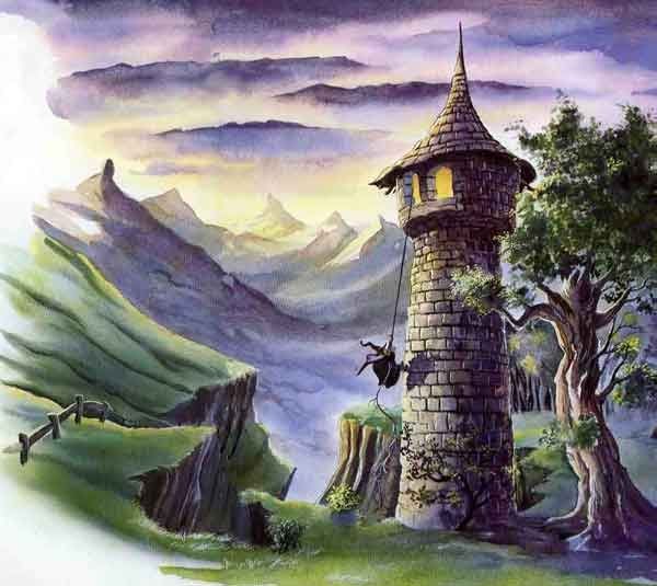 колдунья заперла девочку в высокой башне