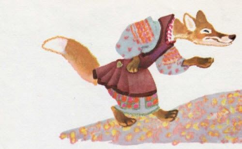 Бежит лисичка к бычку