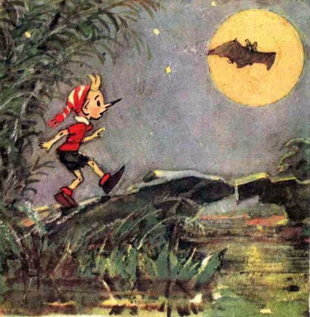 Летучая мышь повела его через лес