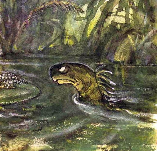 Над водой показалась страшная змеиная голова